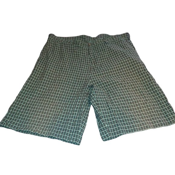 Callaway Golf Sz 38" Plaid Shorts Inseam 11” Flat Front Teal Blue Black Gray - Picture 1 of 8